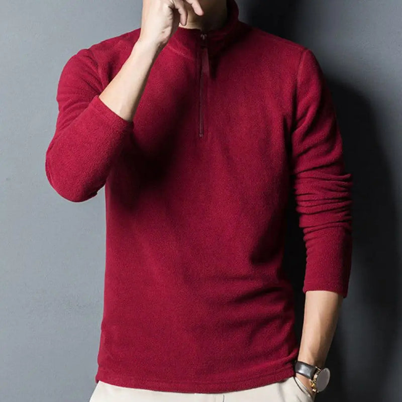Moletom aconchegante masculino com  zíper e gola grossa