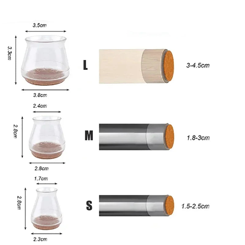 Capas protetoras ante riscos para pés de móveis em geral.