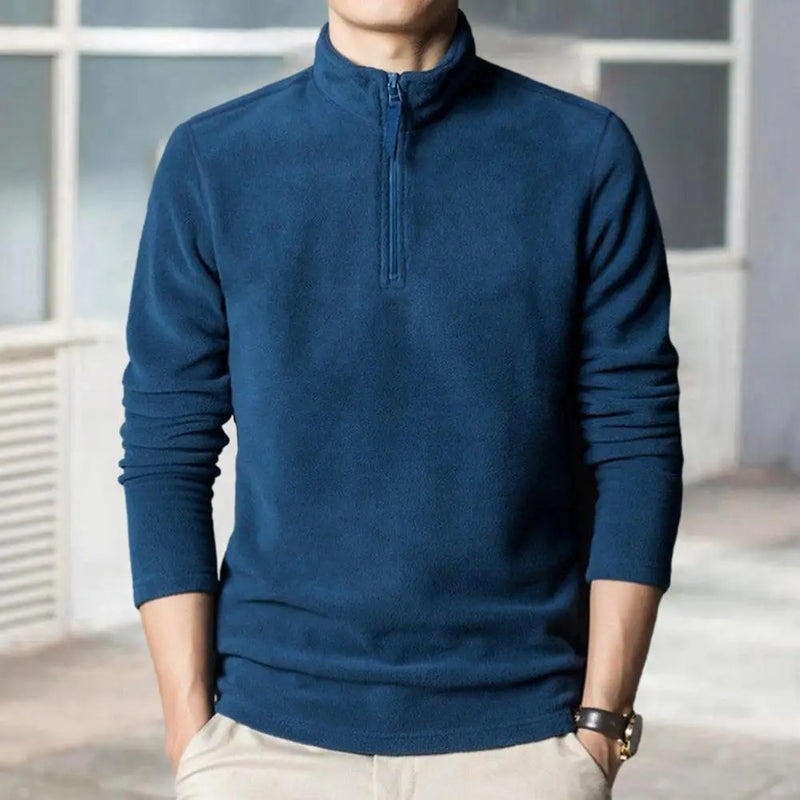 Moletom aconchegante masculino com  zíper e gola grossa