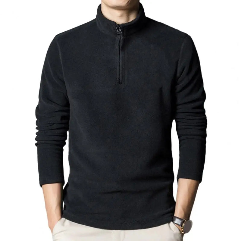 Moletom aconchegante masculino com  zíper e gola grossa